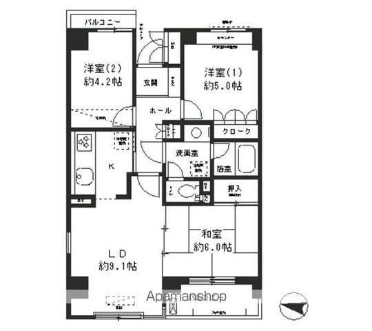 世田谷船橋パーク・ホームズ(3LDK/4階)の間取り写真