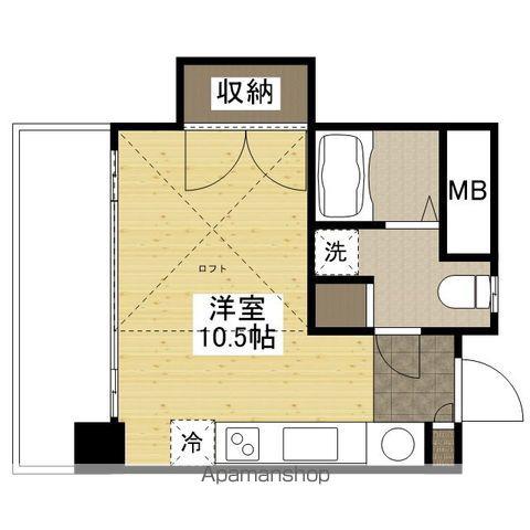 広島電鉄江波線 舟入幸町駅 徒歩2分 9階建 築22年(ワンルーム/2階)の間取り写真