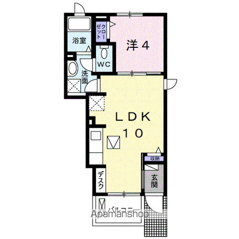 メゾンビオーラ西ノ庄Ⅰ(1LDK/1階)の間取り写真