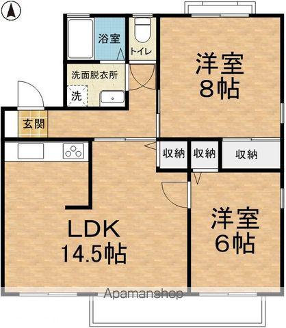 ラ・プレーヌE(2LDK/1階)の間取り写真