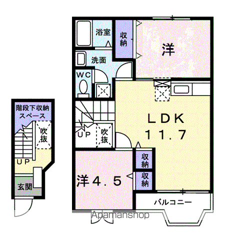 セレーノⅠ(2LDK/2階)の間取り写真