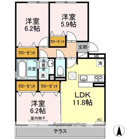 コートプレイス龍田Ⅰ(3LDK/1階)の間取り写真