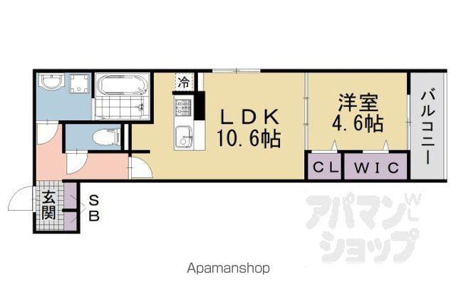 D-ROOM丹波橋(1LDK/2階)の間取り写真