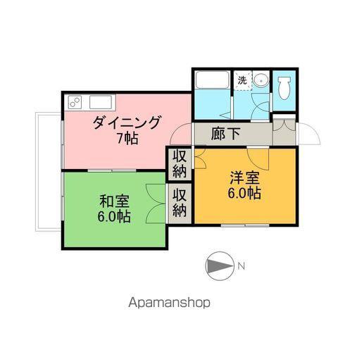フラワーコーポR(2DK/1階)の間取り写真