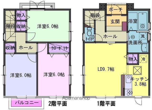東北本線 北上駅 バス乗車時間:16分 月舘バス停で下車 徒歩9分 2階建 築21年(3LDK)の間取り写真