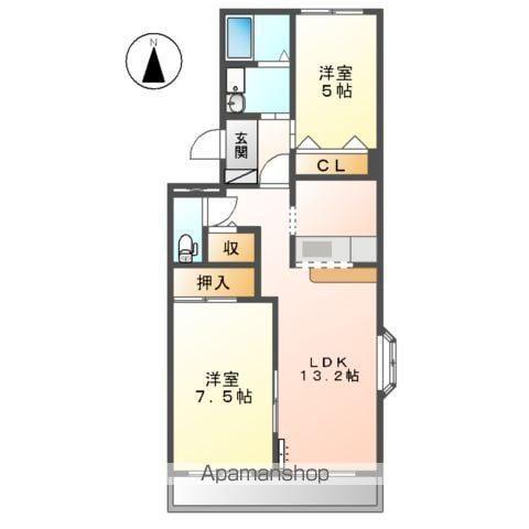 ウィング富士A(2LDK/3階)の間取り写真
