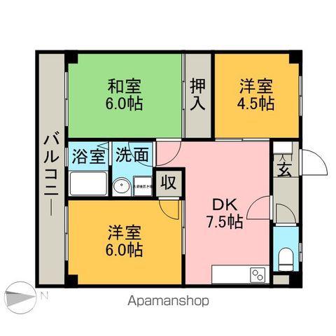 クレールメゾン川南(3DK/2階)の間取り写真