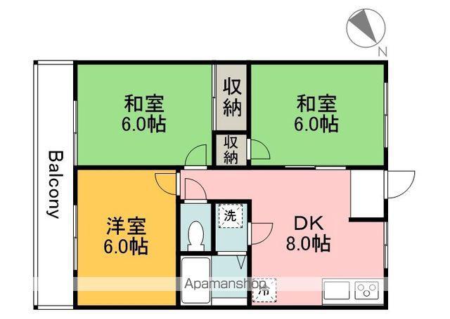 コーポ谷岡(3DK/4階)の間取り写真