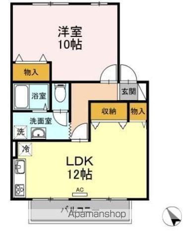 シャルムI A棟(1LDK/2階)の間取り写真