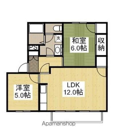 セレス宮浦A(2LDK/1階)の間取り写真