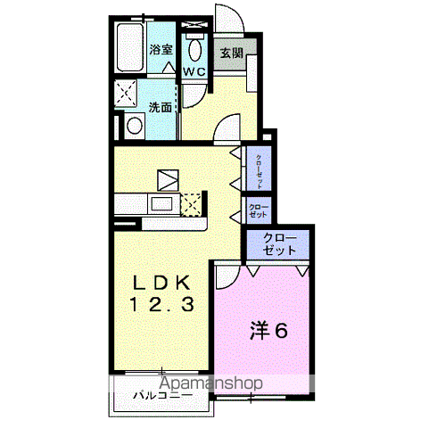 フレスクーラⅠ(1LDK/1階)の間取り写真
