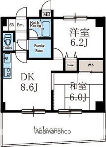 アールスコート高根台(2DK/2階)の間取り写真