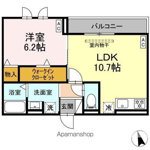 セレスティア長良 イースト(1LDK/2階)の間取り写真