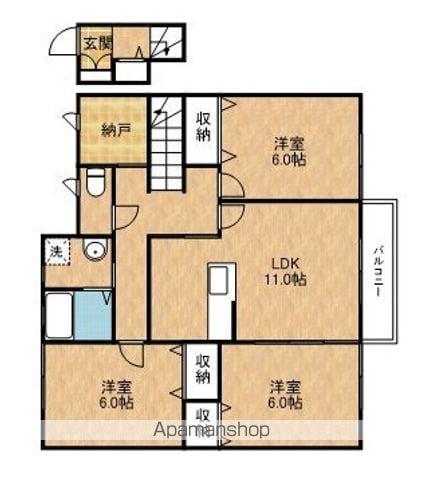リーフアンドブラッサム(3LDK/2階)の間取り写真
