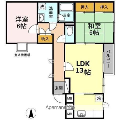 フォレストⅠ(2LDK/3階)の間取り写真