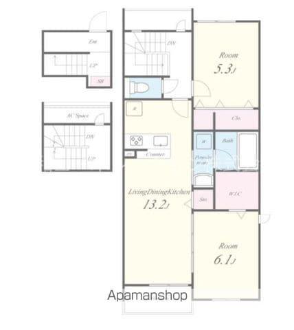 アーサー住之江(2LDK/3階)の間取り写真