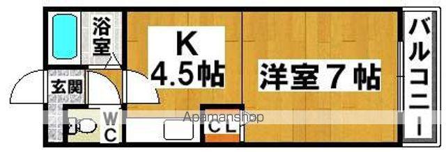 プルメリア(1K/2階)の間取り写真