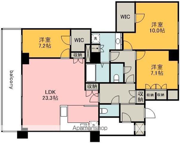 エルザ世田谷(3LDK/27階)の間取り写真