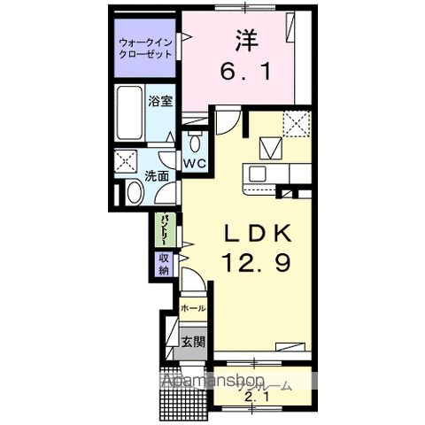 クラール Ⅴ(1LDK/1階)の間取り写真