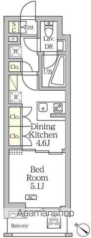 アジールコート松濤(1DK/4階)の間取り写真