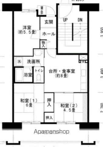 サンヴァリエ針中野4号棟(3DK/3階)の間取り写真