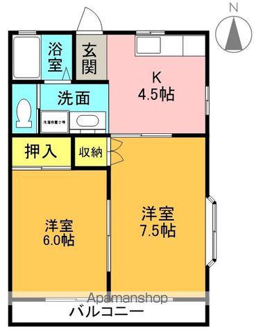 カナール関船(2K/1階)の間取り写真