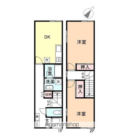 GLORY908第2メゾネット(2DK/1階)の間取り写真