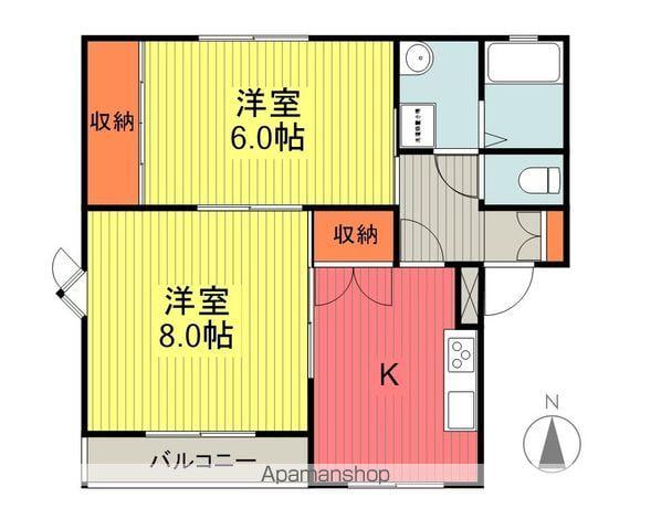 リバーサイドヴィレッジ・春(2K/2階)の間取り写真