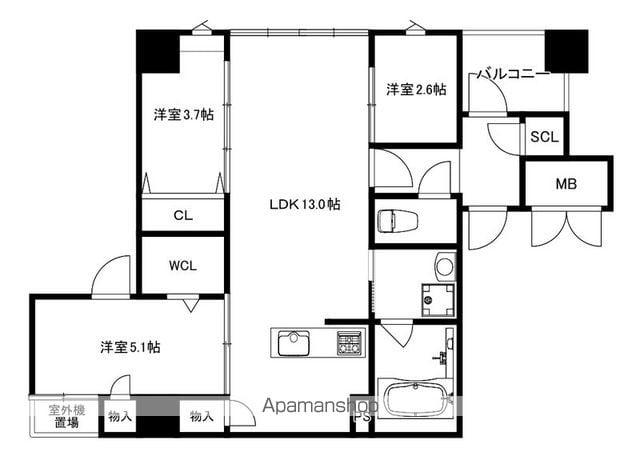 MODERN PALAZZO薬院2丁目(3LDK/4階)の間取り写真