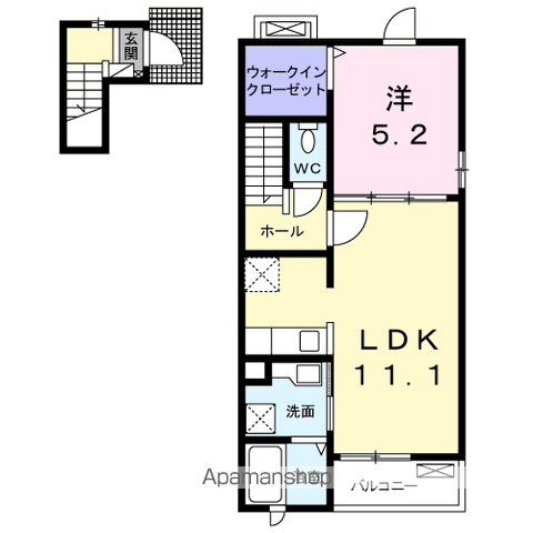 ニュークレストヒルズ Ⅱ(1LDK/2階)の間取り写真