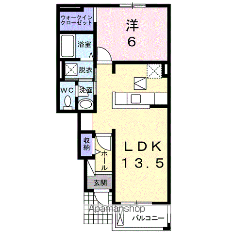 セレーナ B(1LDK/1階)の間取り写真