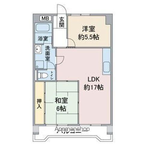 ハイツ白山(2LDK/3階)の間取り写真