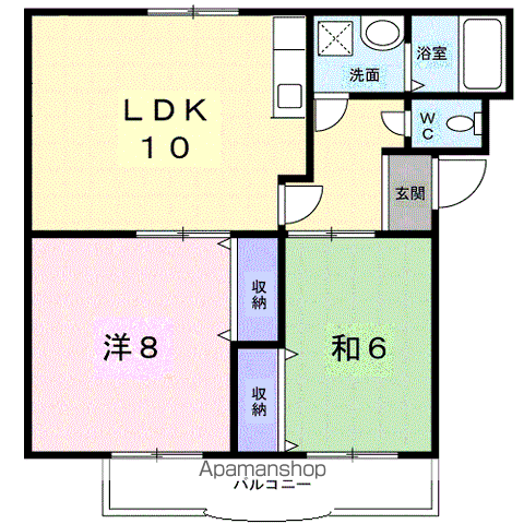 ハイツ沖田Ⅰ(2LDK/3階)の間取り写真