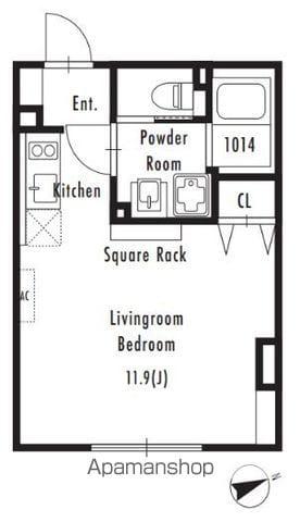 GRANPASEO市谷仲之町(ワンルーム/2階)の間取り写真