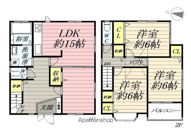 つくばエクスプレス 八潮駅 徒歩16分 2階建 築21年(3LDK)の間取り写真