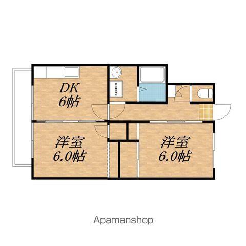 コーポ熊谷B棟(2DK/2階)の間取り写真