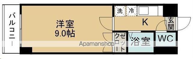 アタゴドミトリーきふね(1K/1階)の間取り写真