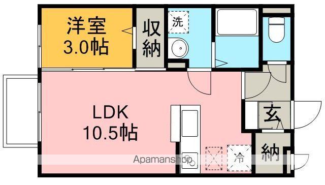 アベイユガーデン(1LDK/1階)の間取り写真