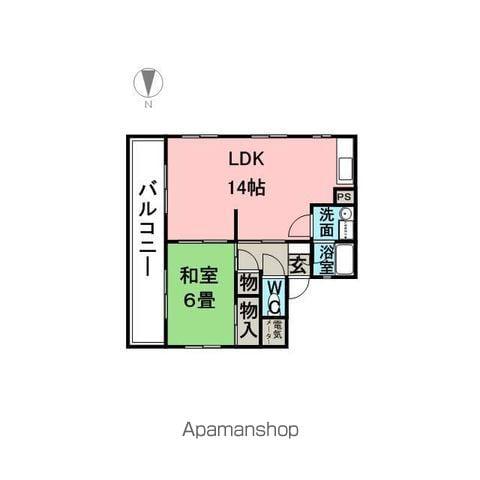 コーポ宮鍵(1LDK/4階)の間取り写真