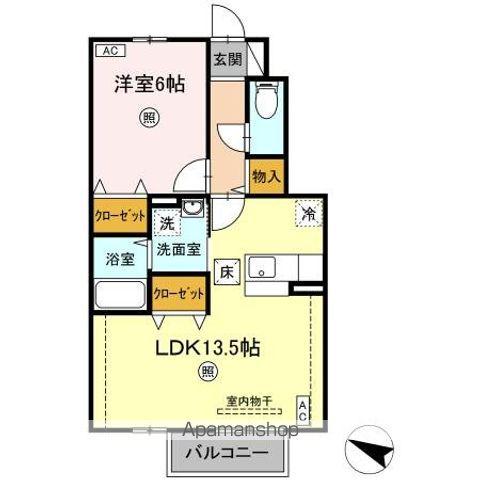 ファインビュー(1LDK/1階)の間取り写真