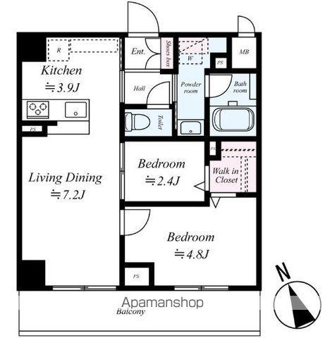 ヴェルデ若葉(2LDK/2階)の間取り写真