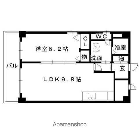 グランモール秋山(1LDK/3階)の間取り写真
