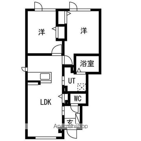 ひばりヶ丘レジデンスA棟(2LDK/1階)の間取り写真