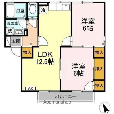 JASTS SOLEILF棟(2LDK/2階)の間取り写真