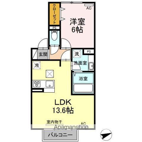 プロムナード デュオ(1LDK/1階)の間取り写真