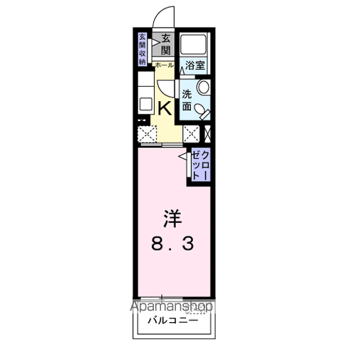 グレイスカレント2(1K/3階)の間取り写真