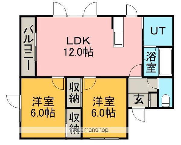 シャトーロッキー(2LDK/2階)の間取り写真