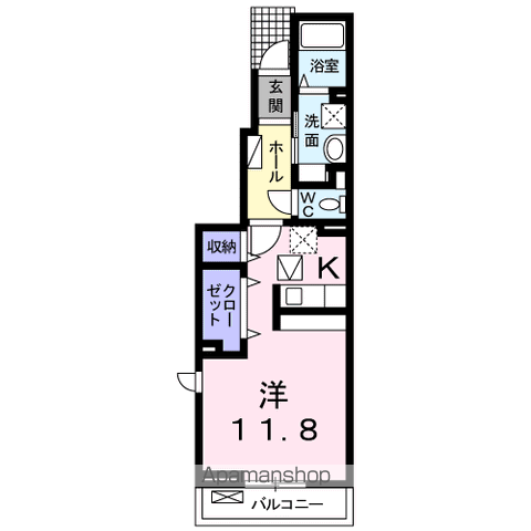 ソレイュ・メゾンⅡ(1K/1階)の間取り写真