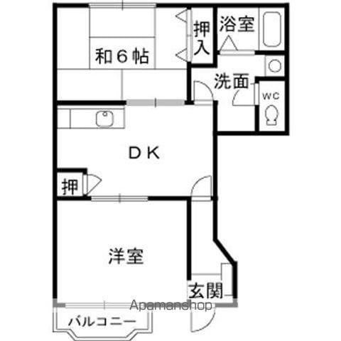 紀勢本線 海南駅 バス乗車時間:18分 丸山バス停で下車 徒歩1分 2階建 築29年(2DK/1階)の間取り写真