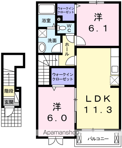 メゾンセレナーデB(2LDK/2階)の間取り写真